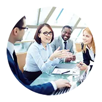business woman explaining an idea to colleagues
